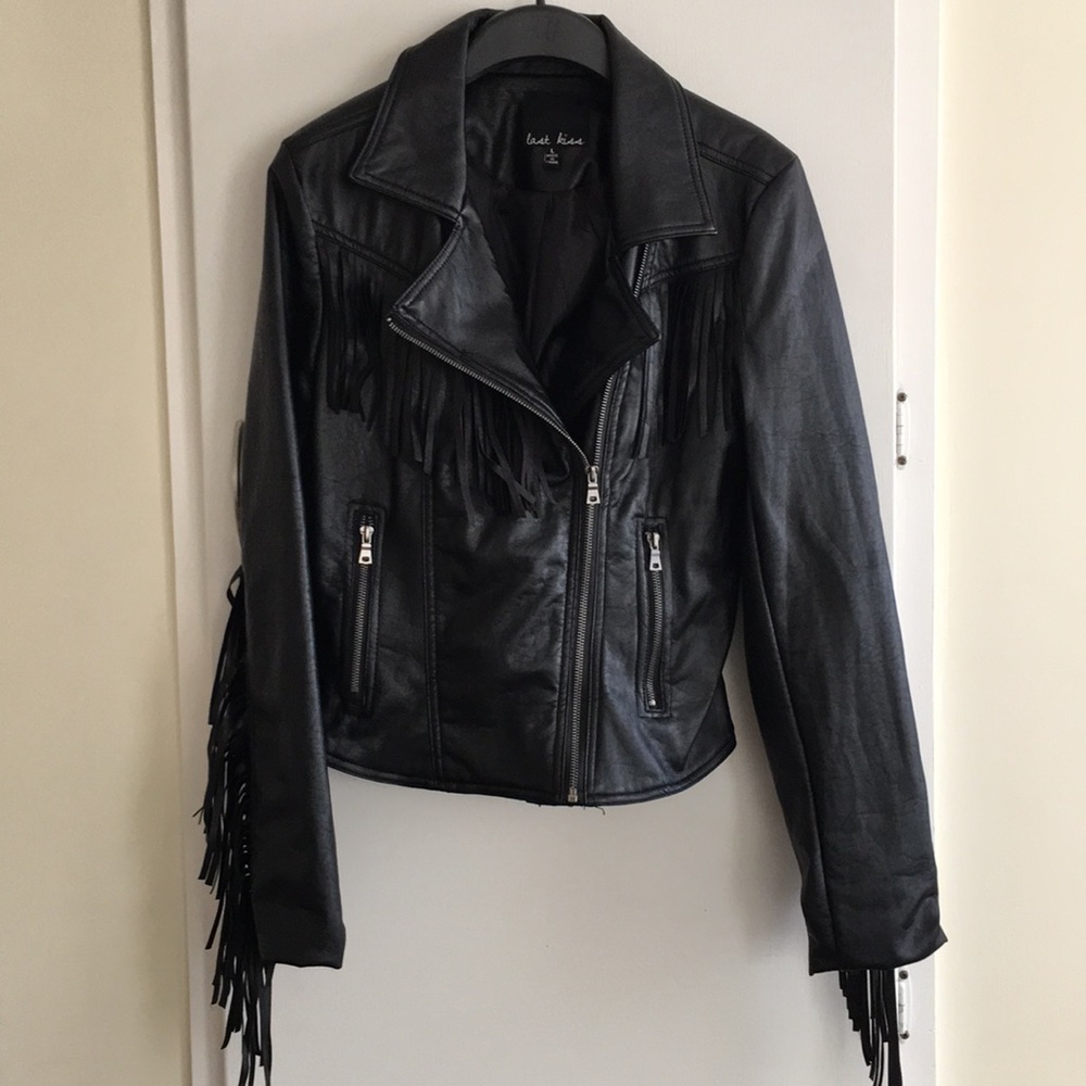 Last Kiss >> faux leather fringe jacket
